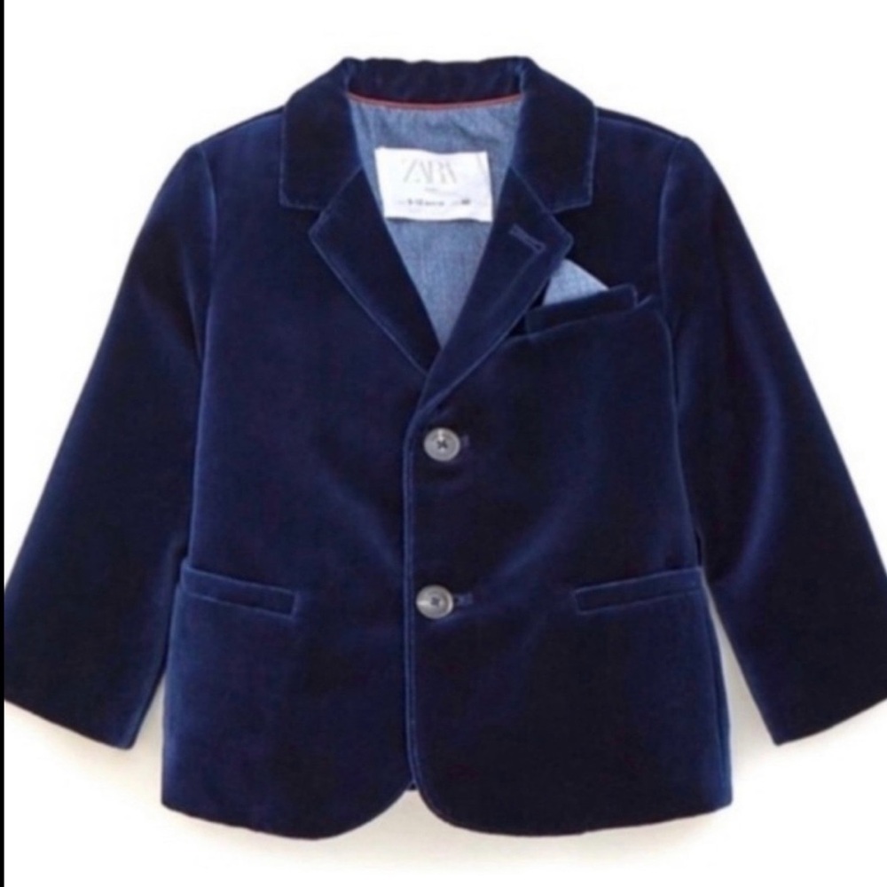 Zara Kids Navy Blue Velvet Blazer new